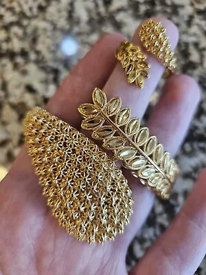 24kt Gold Plated Wheat Bangle Ring Dubai Set African Jewelry Arab Indian Bangles • $53.99