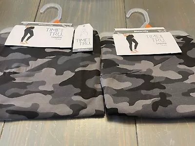 Maternity Legging Size M Black And Grey Camo NWT Lot Of 2 Pairs • $19.99