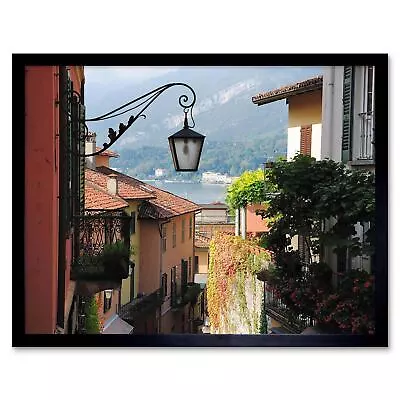 Bellagio Lake Como Italy Street Scene 12X16 Inch Framed Art Print • £11.99