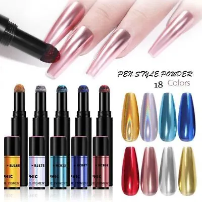 Chrome Nail Powder Pigment Pen Air Cushion Nail With Mirror Effect Glitter Pen • £4.99