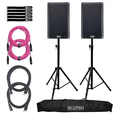 QSC K8.2 K2 Series 8  Powered Active DJ PA Speakers W Stands & Pink XLR Cables • $1600.40