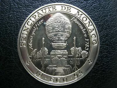 Monaco 1 ECU Pattern Crown-size Coin Montgolfier Brothers Balloon 1994 UNC • $23.99