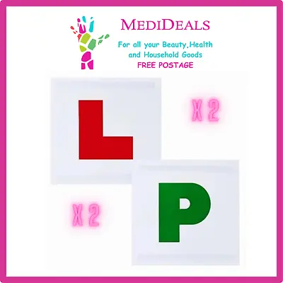 Magnetic L & P Plates Learner New Driver Exterior (2 X L & 2 X P Plates) • £2.45