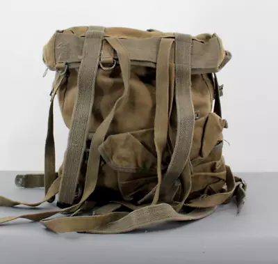 Vtg 70s South Korean ROK Army Military Canvas Backpack Rucksack 1970s Field Pack • $54.99