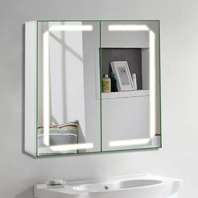 650*600mm Illuminated Lighted Bathroom Cabinet Mirror Medicine Cabinet Bluetooth • £189.95
