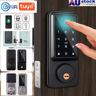 Wifi Smart Door Lock Front Deadbolts APP Fingerprint Card Keyless Digital New AU • $115.99