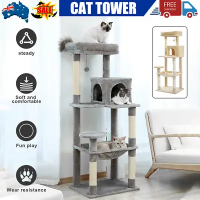 Large Cat Tree Scratching Post Scratcher Tower Condo House Bed Stand Toy 143CM • $68.05
