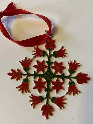 2000 MMA Metal Poinsettia Flower Snowflake Christmas Ornament • $19.25