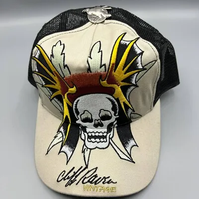 Vintage Cliff Raven Hat Brown Ed Hardy Japanese Tattoo Snap Back Trucker Cap 90s • $18.88