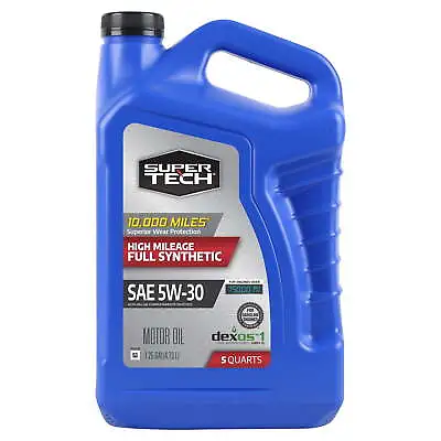 Super Tech High Mileage Full Synthetic SAE 5W-30 Motor Oil 5 Quarts • $18.98