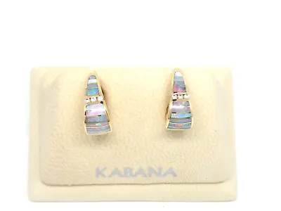 Authentic Kabana 14k Yellow Gold Premium Opal Inlay Diamond  Earring • $1888.20