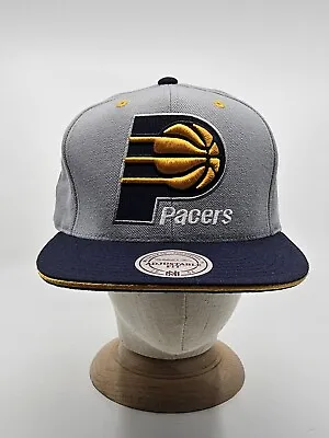 Indiana Pacers Mitchell & Ness NBA Snapback Hat 2 Tone Flat Brim Cap • $24.99