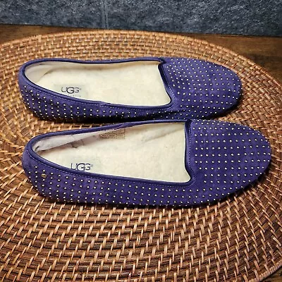 UGG Alloway Flats Size 8 Studded Slip On Loafer  Suede Sheepskin • $26