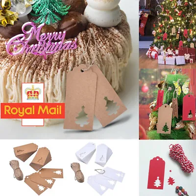 £3.98 • Buy 50/100 Christmas Kraft Paper Gift Tags Wedding Scallop Label Blank Luggage Xmas