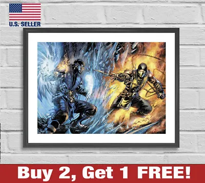 Mortal Kombat Scorpion Sub-Zero Poster 18  X 24  Print Game Room Wall Art Decor • $13.48