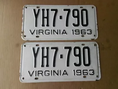 1963 VA Virginia YH7-790 License Plate Pair Original Tag Set YOM • $39.99