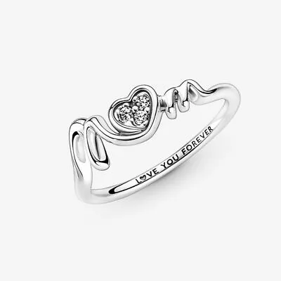 Rings S925 ALE Sterling Silver Genuine Mum Pavé Heart Love Ring With Pouch Bag • £10.79