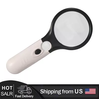 45X Handheld Magnifying Glass With 3 LED Light Magnifier Jewelry Loupe Lens • $5.98