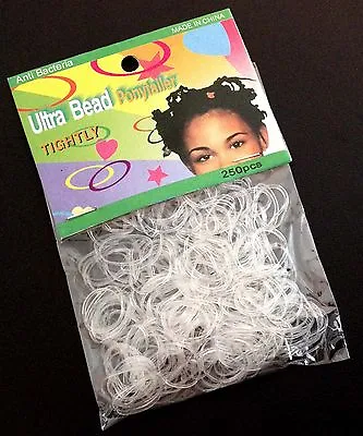 250 Mini Clear Hair Elastics Rubber Bands Braids Braiding Plaits Small Bands • £1.48