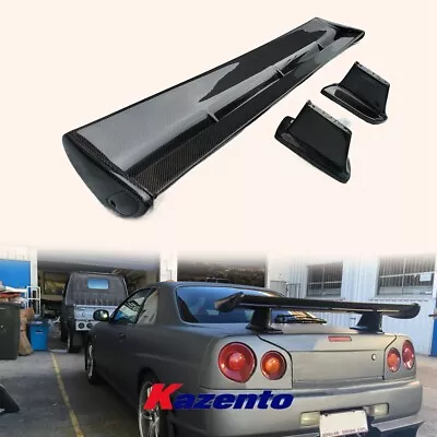 For Nissan Skyline R34 GTR GTT OE Rear Spoiler Wing With Blade/Caps/Stand Carbon • $500