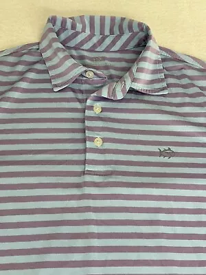Southern Tide Men's Polo Shirt Smal Blue/Purple Stripe Short Sleeve S • $14.99