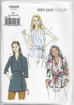 Very Easy Vogue Sewing Pattern V8926 Misses' WRAP TOP 16-24 L XL XXL • $12.99