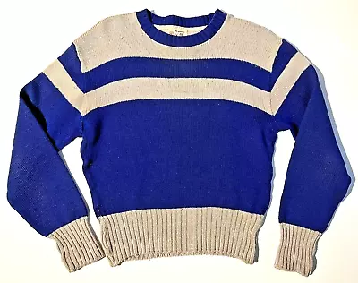 Vintage 50s PURITAN  Natch  Sweater Letterman Football Sport  All Wool Stripe • $41.30