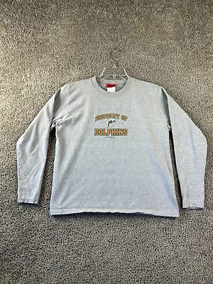 VINTAGE Miami Dolphins Shirt Womens Large Gray Green NFL Long Sleeve Reebok * • $17.99