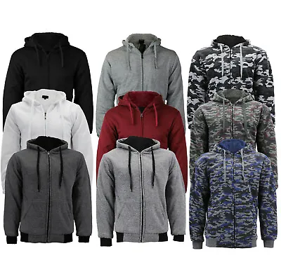 Men's Athletic Warm Soft Sherpa Lined Fleece Zip Up Sweater Jacket Hoodie • $36.74