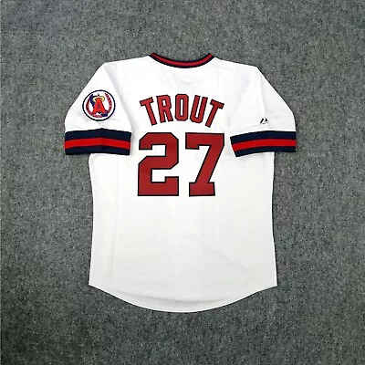 Mike Trout California Angels Men's Cooperstown Home White Throwback Jersey • $149.99