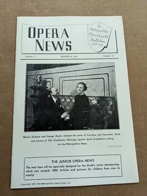 Opera News Magazine March 8 1937  M445 • $12.99