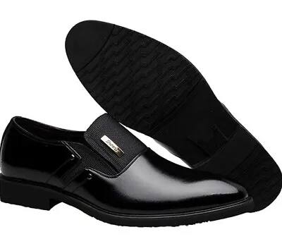 Dadawen Men's Leather Oxfords Formal Slip On Business Dress Shoes Black  • £24.99