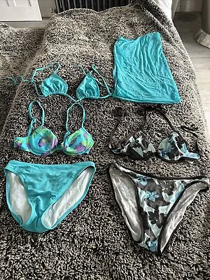 SEAFOLLY/MOONTIDE Bikini Top & Bottom Bundle -Mix & Match 34B 12 VGC Free Sarong • £34.99