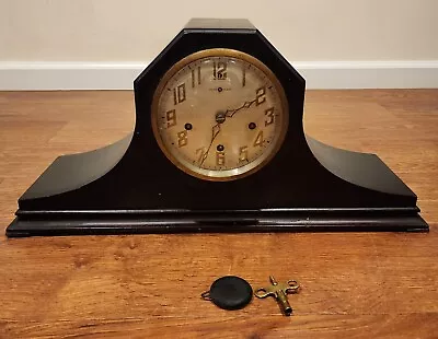 Antique New Haven Westminster Chime Mantle Clock With Key & Pendulum - Runs • $49.99