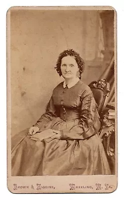 ANTIQUE CDV CIRCA 1870s BROWN & HIGGINS OLD LADY IN BONNET WHEELING VIRGINIA • $9.99