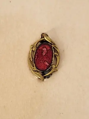 Vintage SACRED HEART ENAMEL LAPEL PIN Scapular Medal Jesus Virgin Mary • $11.99