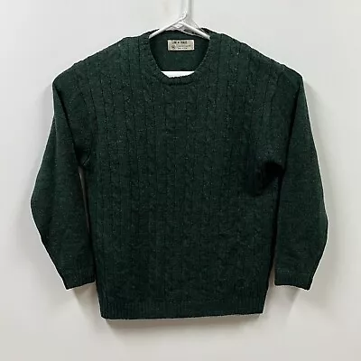 Line Of Trade Sweater Mens 2xl Green Cable Knit Shetland Wool Crew • $29.88
