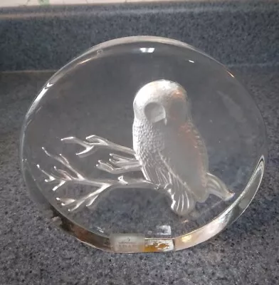 VTG Viking Glass OWL Paperweight  5.5  Height W Original Label Attn. Collectors! • $11.99