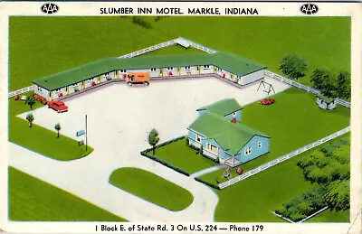 Markle Indiana - Slumber Inn Roadside Motel - Vintage Postcard • $4.99