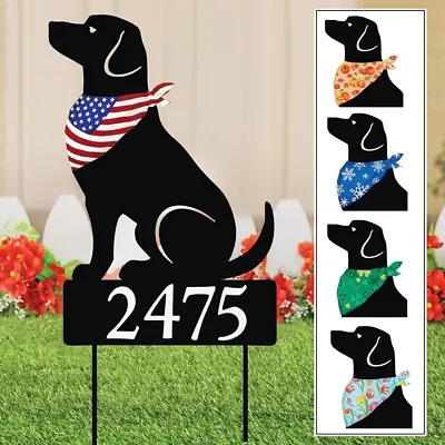 Puppy Dog Wearing Bandana Metal Shadow Silhouette Address Marker Garden Stake • $34.99