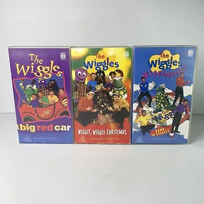 The Wiggles 3x VHS Video Tape Bulk Lot ABC Big Red Car Wigglydance Christmas • $24.95