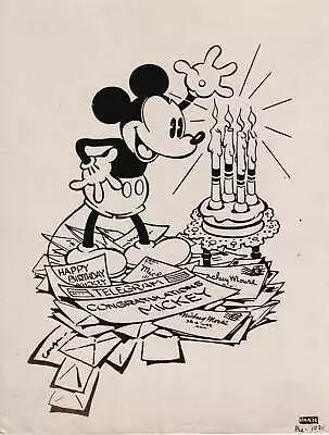 Original Photograph Of An Illustration Of Mickey Mouse On His 4th #153236 • $250