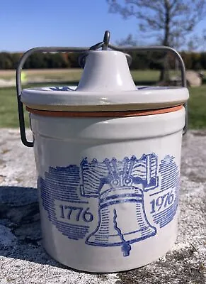 Vintage Bicentennial 1776 - 1976 Stone Ware Crock With Lid Liberty Bell • $8.50