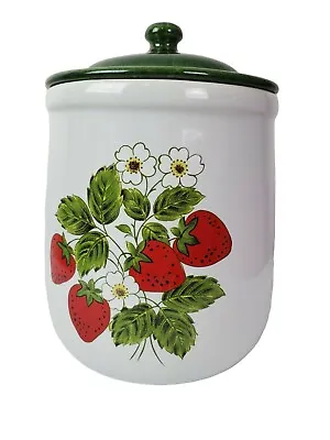 Vintage 1970's McCoy Pottery Strawberry Pattern Cookie Canister Jar Lid 8  SN • $47.10