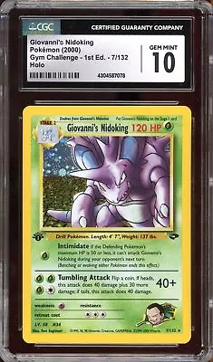 Pokemon Giovanni's Nidoking Gym Challenge 1st Edition Holo Rare #7 CGC 10 • $107.50