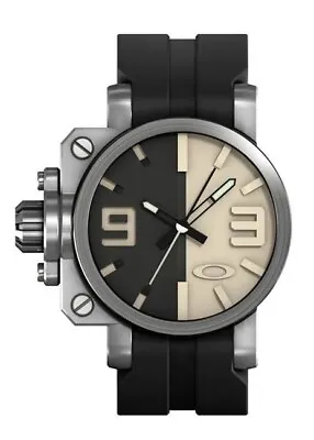 Oakley Gearbox Watch 10-063  Brushed Bezel W Black /Tan Dial  Black Rubber Strap • £475