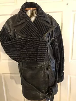 $65.95 • Buy VAKKO A Butter Soft Leather Coat Sweater Velour Ribbed Sleeves Size Small Brown￼