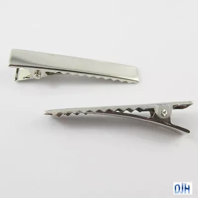 Bulk 20pcs DIY Alligator Hair Clip Finding Hair Bow Beak Clip Silver Tone 46x8mm • $4.95