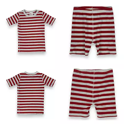 Hanna Andersson Red White Striped Organic Cotton Short John Pajama Set • $25