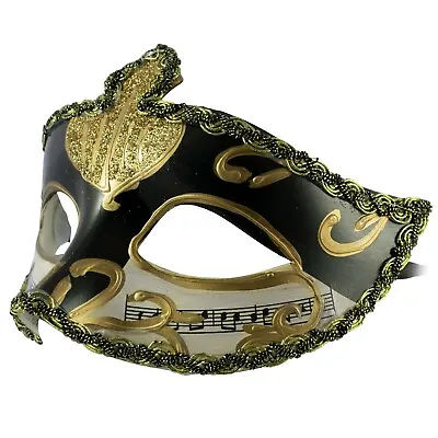 Venetian MASQUERADE Ball Mask | FILIGREE Black And Gold | Fancy Dress PROM BALL • £7.49